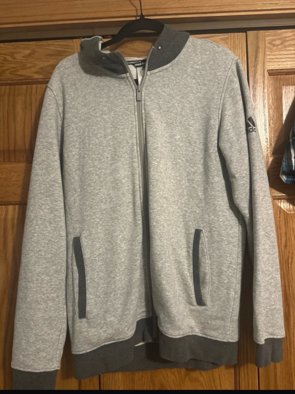 adidas Light Gray Full-Zip Shirt Jacket with Dark Gray Trim